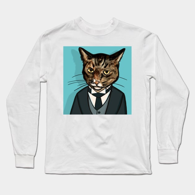 Butler Cat Long Sleeve T-Shirt by chawlie